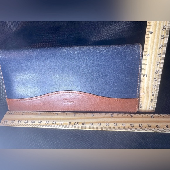 Dior Blue and Brown Leather Wallet - Picture 2 of 9